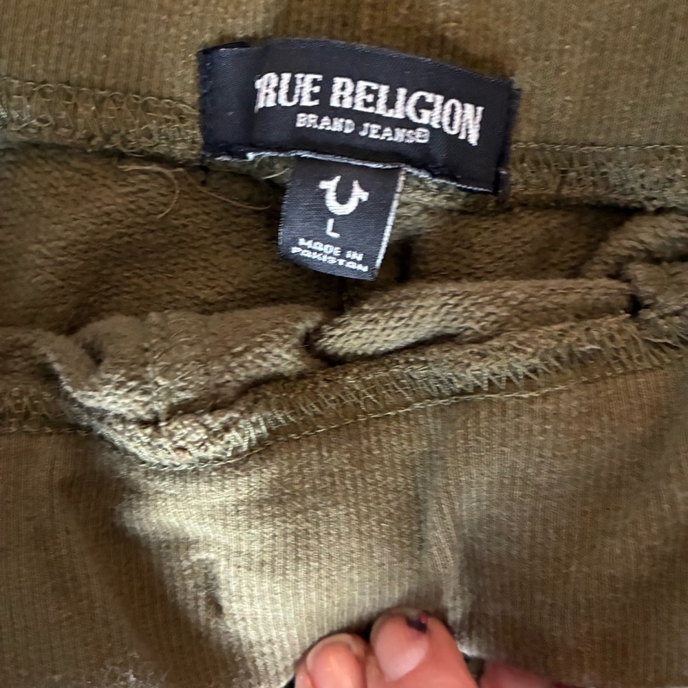 True Religion Youth Large Monogram Joggers Olive Y2K Streetwear - Picture 2 of 5